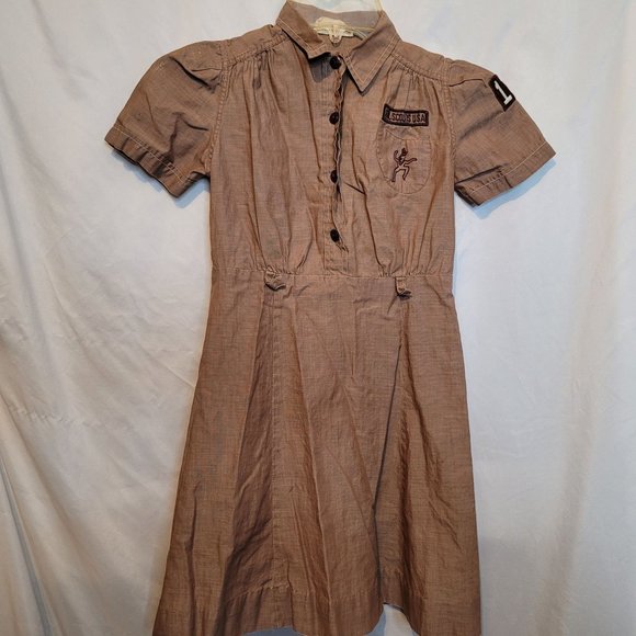 Girl Scout Dresses Vintage Brownie Girl Scout Uniform Dress 5s 60s Retro Mcm Brown Size